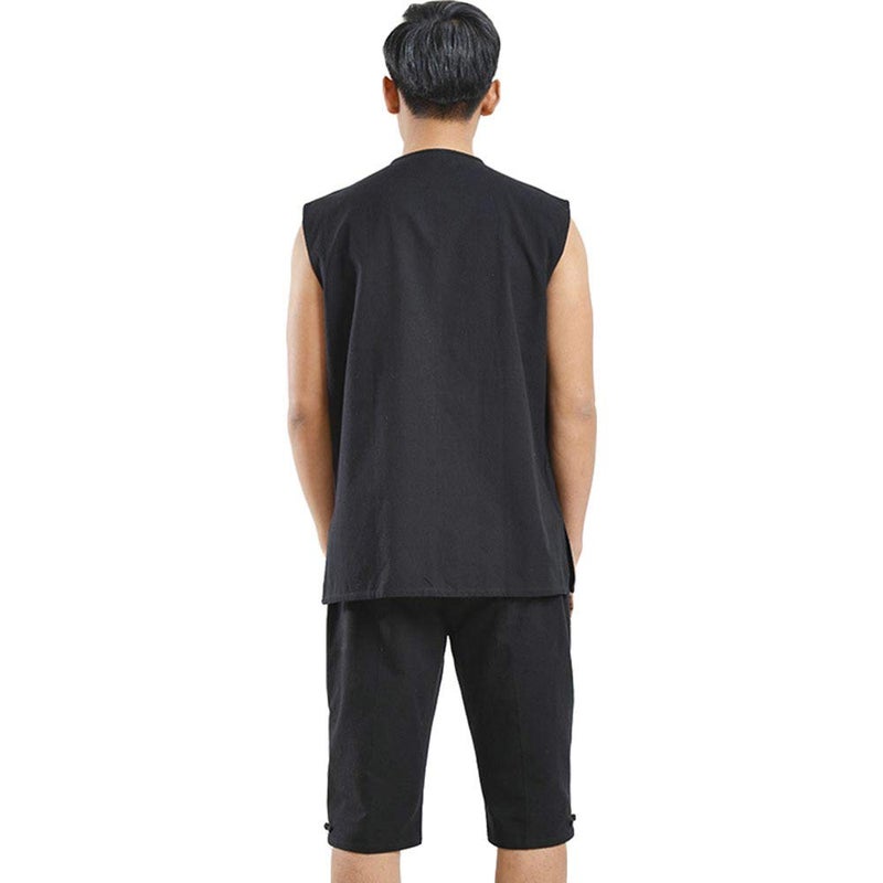 ZooBoo Kung Fu Uniform Vest - Chinese Traditional Qi Gong Martial Arts Wing Chun Shaolin Tai Chi Training Cloths Apparel (Black, M) - Image 2